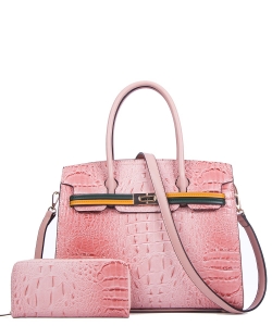 Crocodile Skin Fashion Satchel Bag 05-8414 PINK